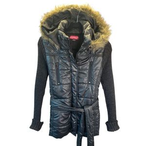 Black Hooded Jacket Coat